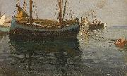 Julius Ludwig Friedrich Runge Dampf- und Fischerboote im sonnigen Licht oil on canvas